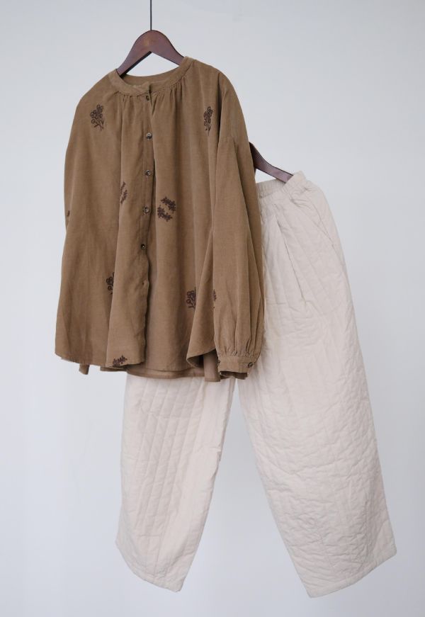 燕燕~休閒文藝加厚絎棉九分褲 乾淨簡約條紋絎線棉褲  ab2237701 