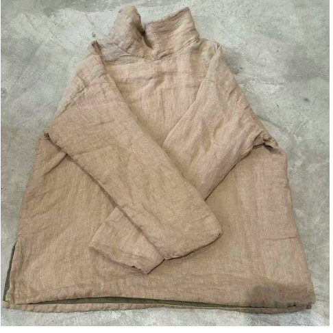 燕燕～印花亞麻夾棉高領套頭打底衫 高領上衣 ab25501 