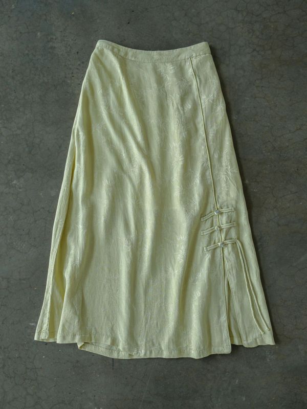 天絲提花    復古國潮顯瘦開叉 流蘇長裙     ab2409701 