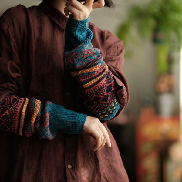 燕燕~文藝防曬防風保暖百搭毛線袖套 abSC09201 