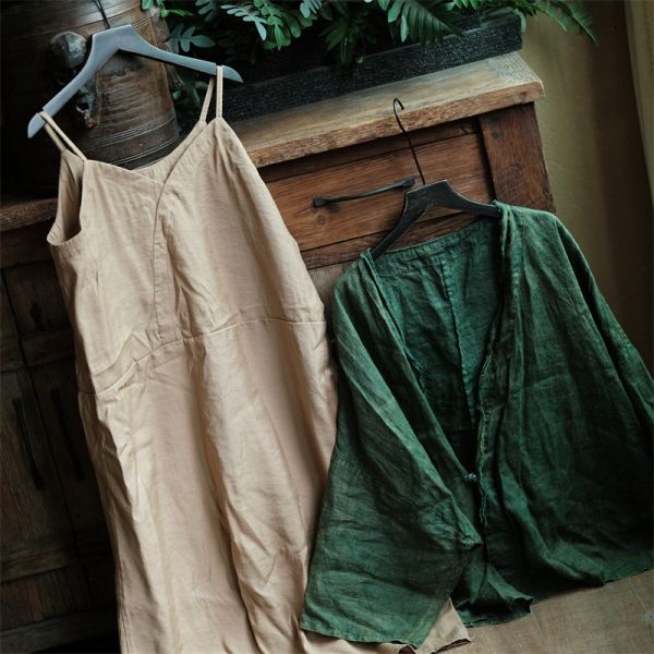 燕燕~文藝復古寬鬆打底吊帶裙 洋裝 ab204501 