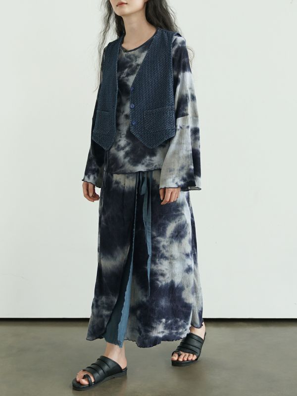 燕燕~秋季華夫格牛仔棉做舊 復古寬鬆混搭背心 ab2519801 