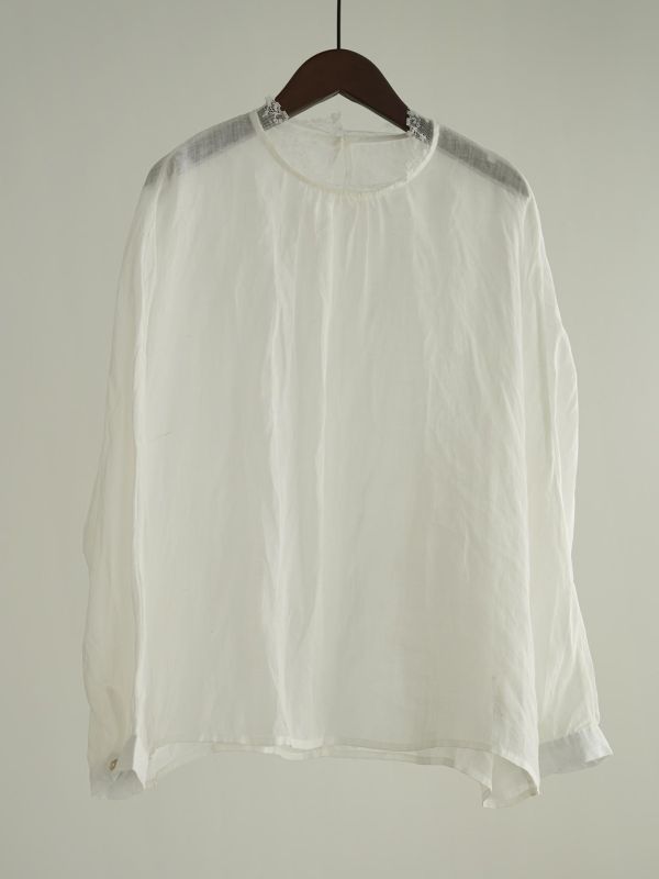 燕燕~夏季新品～文藝復古苧麻襯衫蕾絲花邊套頭長袖防曬衣簡約襯衫 ab2632901 