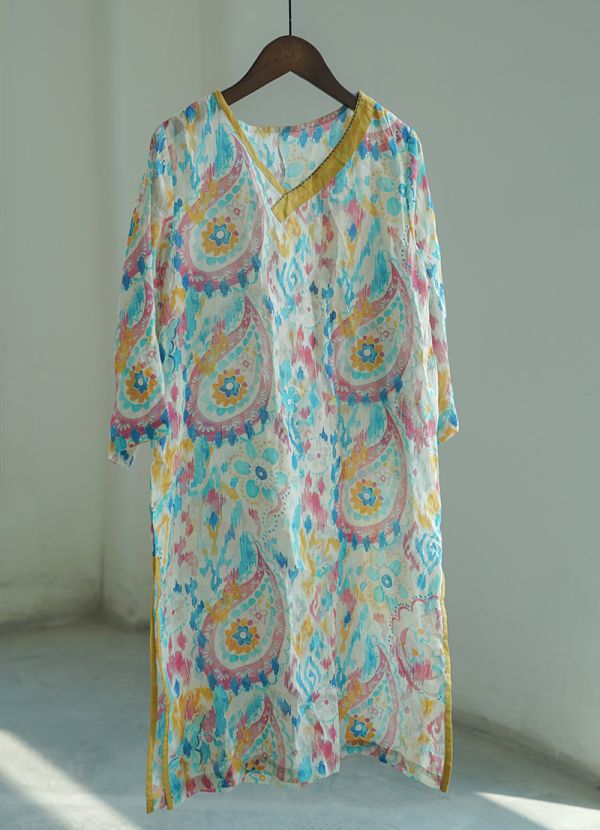 燕燕~苧麻 文藝數碼印花修身 洋裝 連身裙 ab2219501 