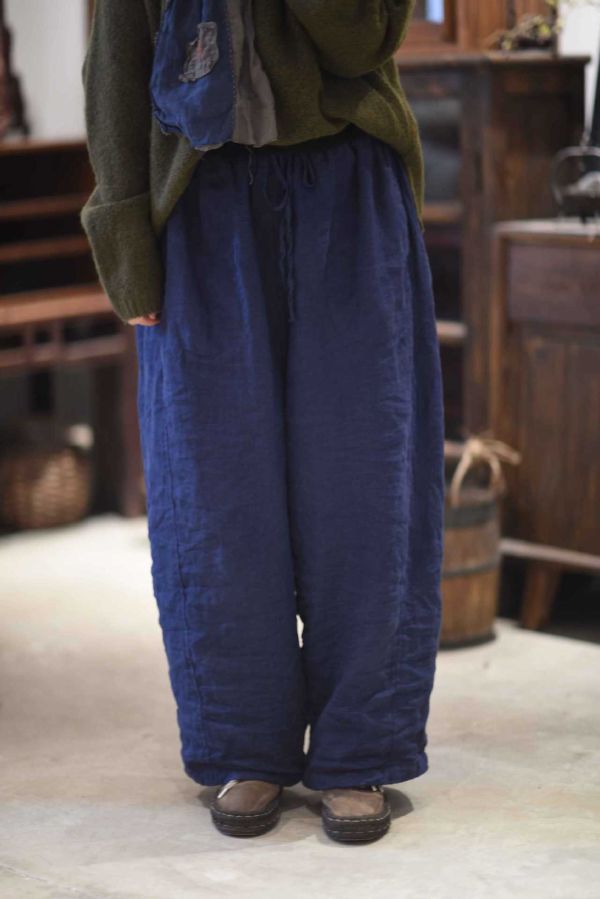 燕燕～ 加厚亞麻夾棉休閒棉褲 長褲 ab25101 