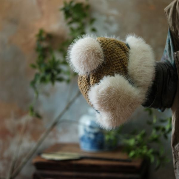 燕燕~復古文藝費爾島針織毛帽  abM02501 