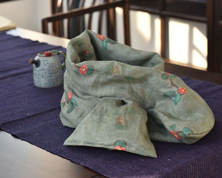 燕燕~棉麻商品~數碼印花苧麻加棉保暖圍脖 文藝復古漢服禪意枕頭圍巾 
