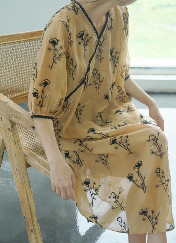 燕燕~(含內搭裙）東方美學 重工繡花復古兩件套 洋裝 連身裙 ab2225601 (此件商品不退換） 