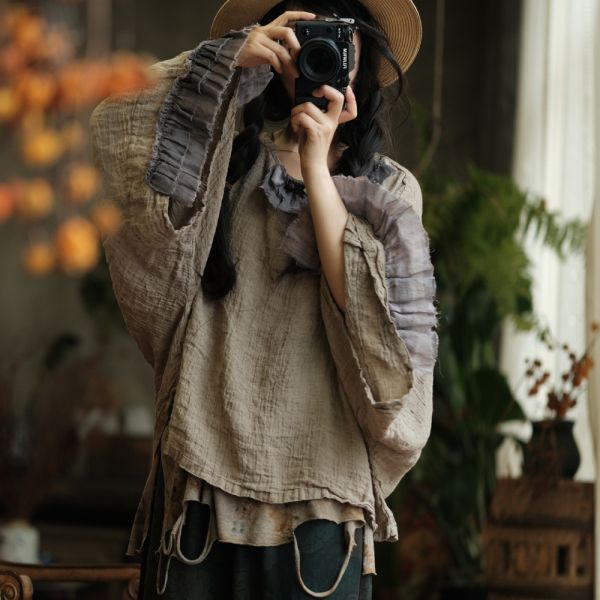 燕燕~復古文藝寬鬆套頭小衫襯衫 T恤 ab237401 (此件不退換） 