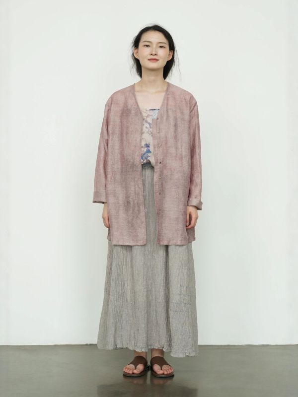 燕燕～暈染撞色V領長袖襯衫 上衣外套   ab2519701 