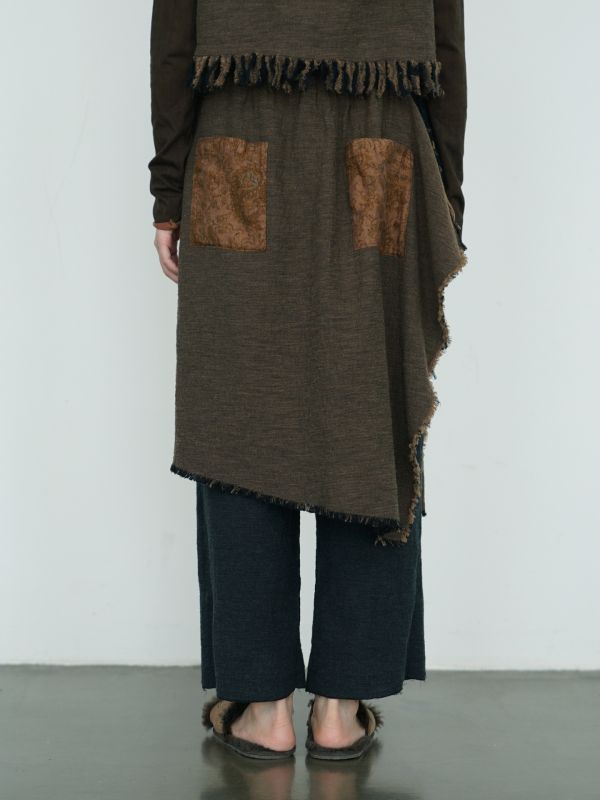 燕燕~秋冬款 復古色織棉麻個性不規則漁夫直筒褲 兩穿褲 ab2434701 