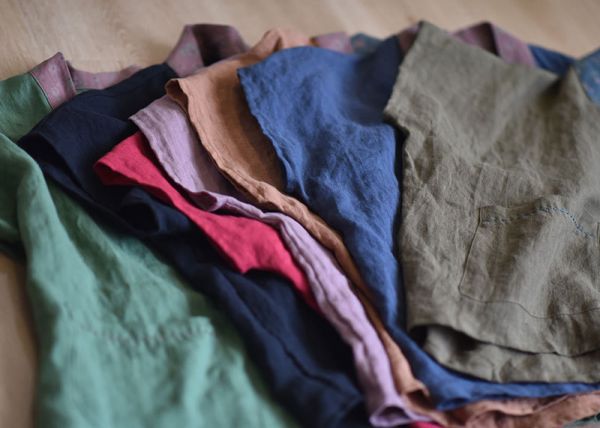 特價款 燕燕~棉麻商品~日系森林系~春秋款 亞麻材質 撞色寬鬆手工盤扣上衣 短袖棉麻衫 可當外套 