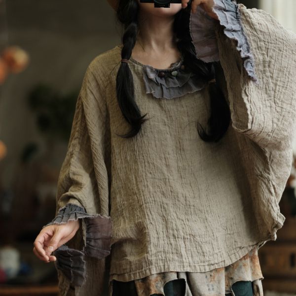 燕燕~復古文藝寬鬆套頭小衫襯衫 T恤 ab237401 (此件不退換） 