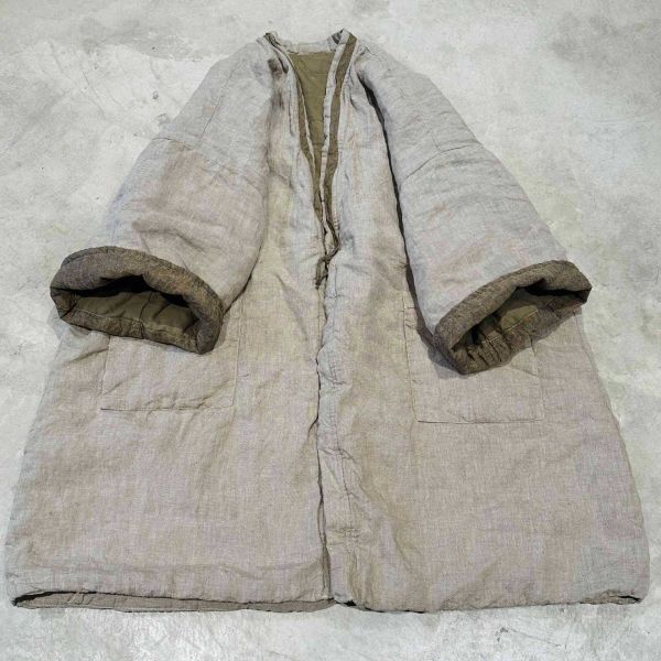 燕燕~秋冬款式 漢麻色織雙層夾棉 繫帶棉袍外套 長大衣 