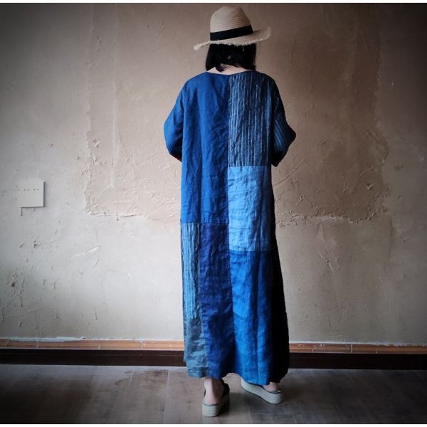 燕燕~拼布寬鬆禪意袍子 鬆弛感 洋裝 連身裙 ab167701 