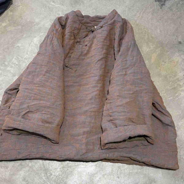 燕燕~秋冬新款 亞麻中式偏襟盤扣雙層加厚棉衣上衣 