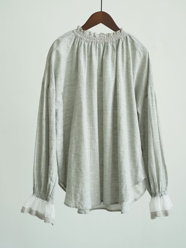 燕燕～復古花苞鬆緊領雙層棉襯衫 田園天然舒適喇叭袖上衣 ab2531201 