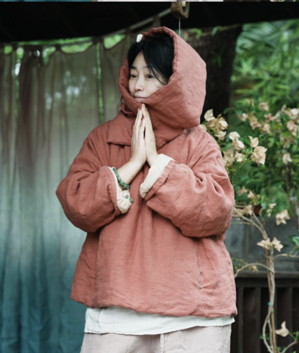 燕燕~高溫水洗超柔亞麻 小棉衣寬鬆女裝短版棉服上衣 （可搭配圍巾一起購買） 