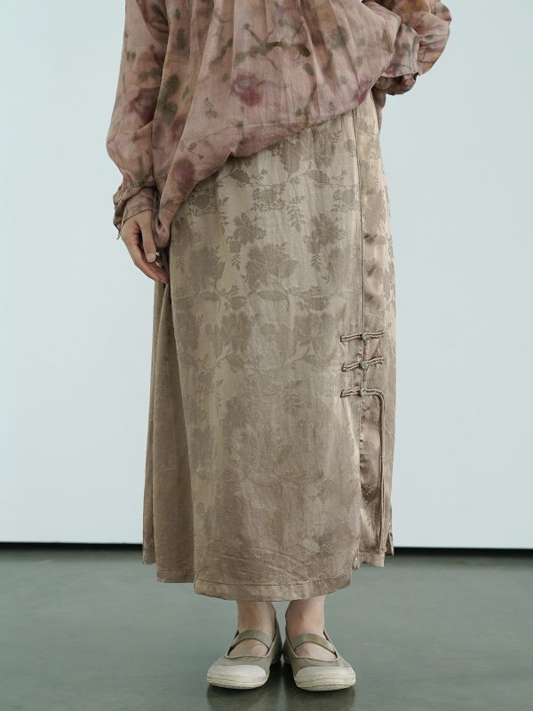 天絲提花    復古國潮顯瘦開叉 流蘇長裙     ab2409701 