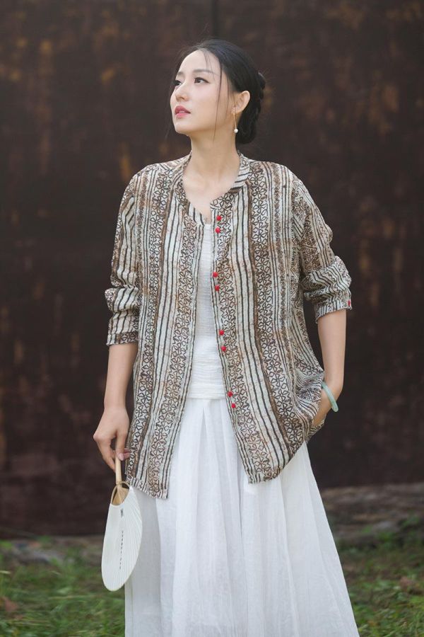 燕燕~夏季新款 42支莧麻文藝寬鬆氣質日常百搭女襯衫 外套 