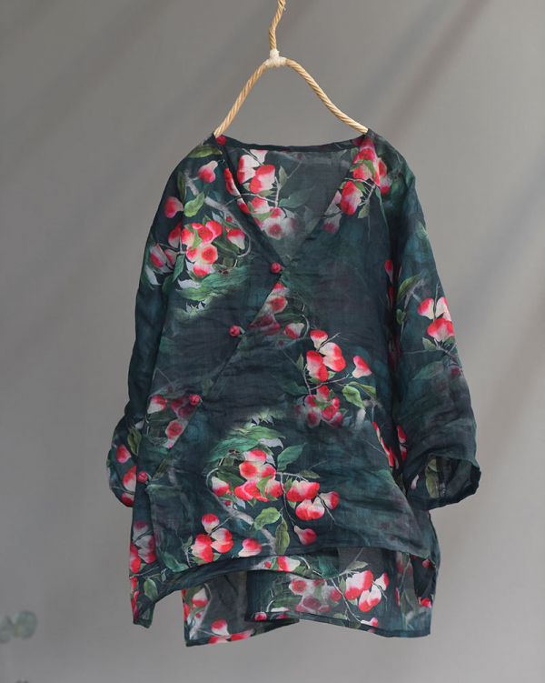 燕燕燕~棉麻商品~日系森林系~苧麻材質襯衫 春夏款盤扣七分袖棉麻衫 (低價回饋買家） 