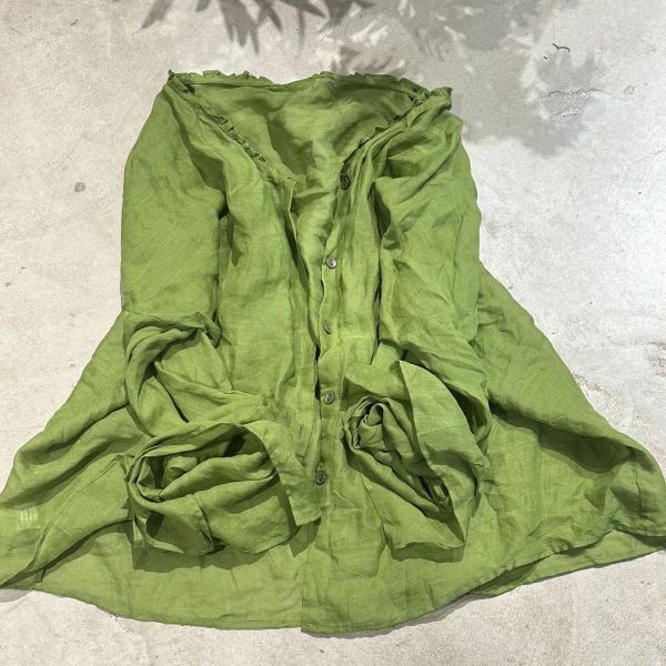 燕燕~高支莧麻. 文藝休閒荷葉領百搭長袖開襟衫防曬衫 上衣 