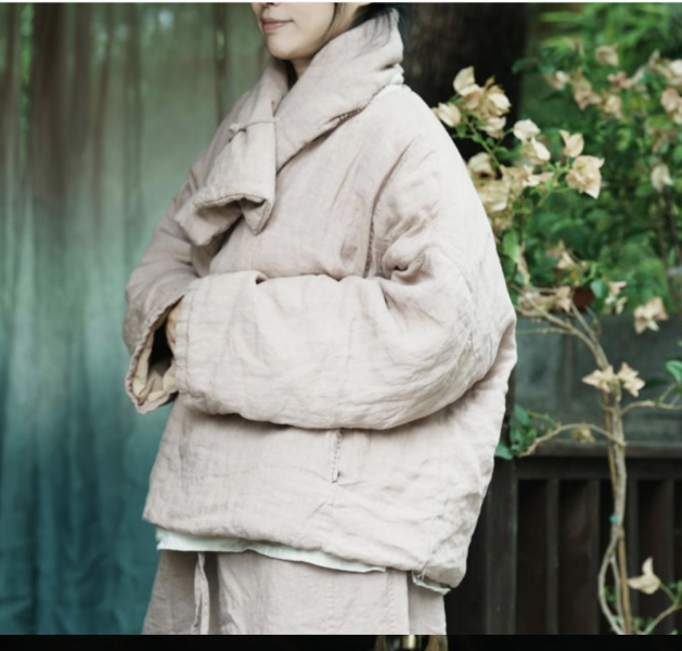 燕燕~高溫水洗超柔亞麻 小棉衣寬鬆女裝短版棉服上衣 （可搭配圍巾一起購買） 
