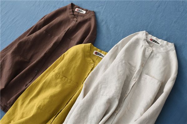 燕燕~棉麻商品~日系森林系~改良款 禪意復古百搭上衣 長袖棉麻衫 