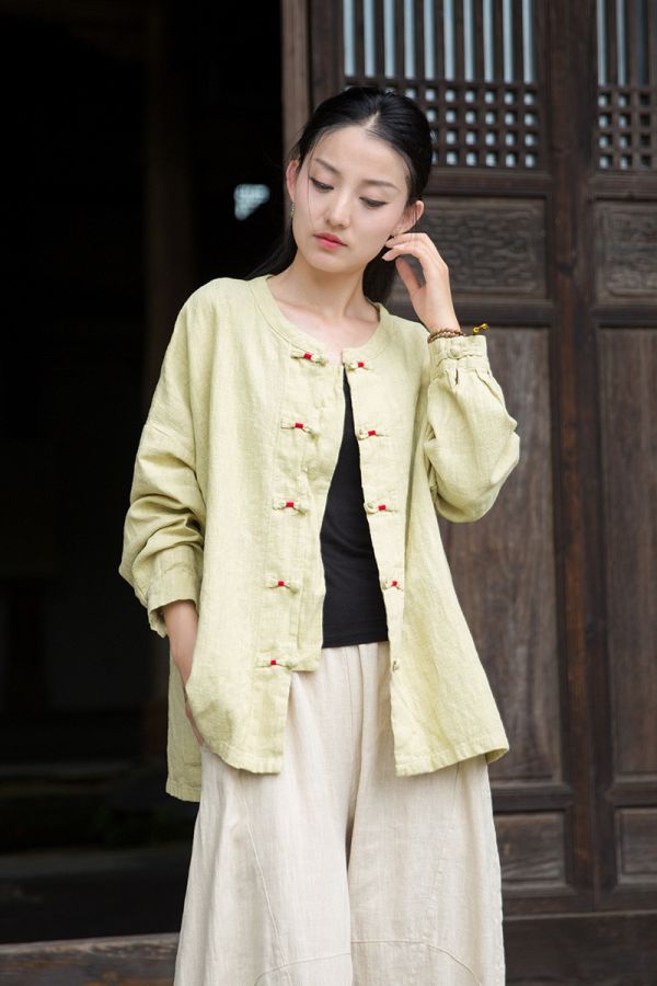 燕燕～秋季新款 復古盤扣新中式襯衫 寬鬆文藝國風禪意茶服上衣 