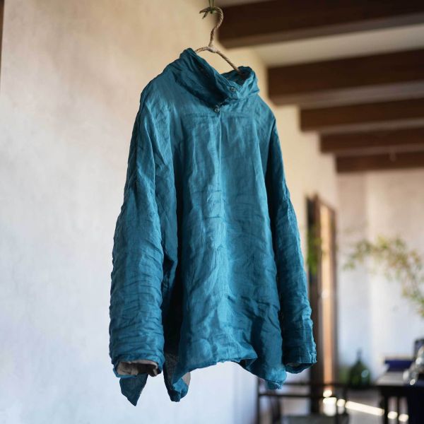 燕燕～雙層苧麻堆堆領上衣 文藝寬鬆上衣長袖襯衫 