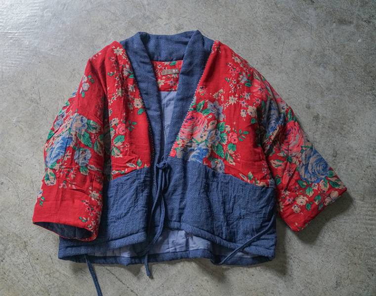 燕燕棉麻～復古中國風印花斜襟撞色夾棉外套 漢服寬鬆禪意棉衣 ab2133601 