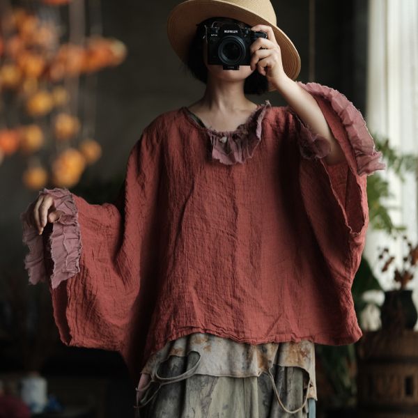 燕燕~復古文藝寬鬆套頭小衫襯衫 T恤 ab237401 (此件不退換） 