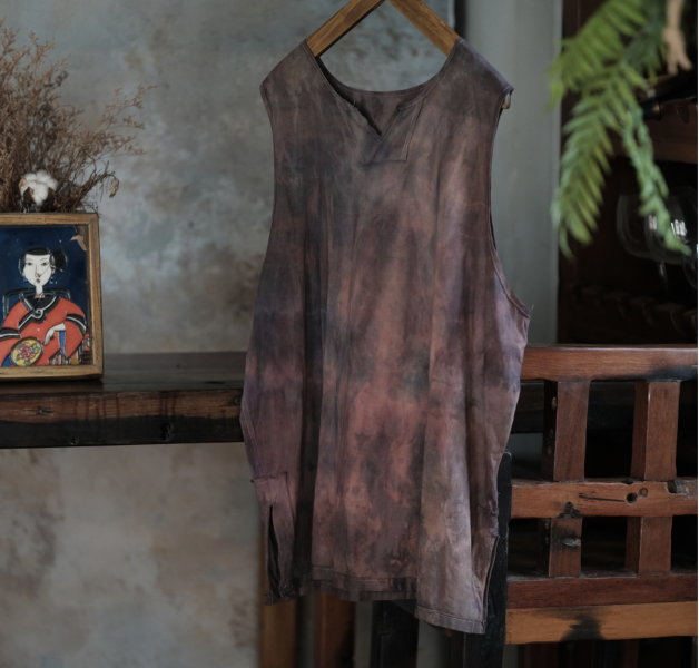 燕燕~棉麻商品~復古植物染棉質V領背心 ab236901 