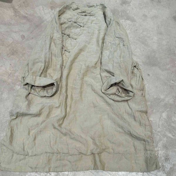 燕燕 色織雙層偏襟復古中式盤扣長袍上衣 洋裝 連身裙 