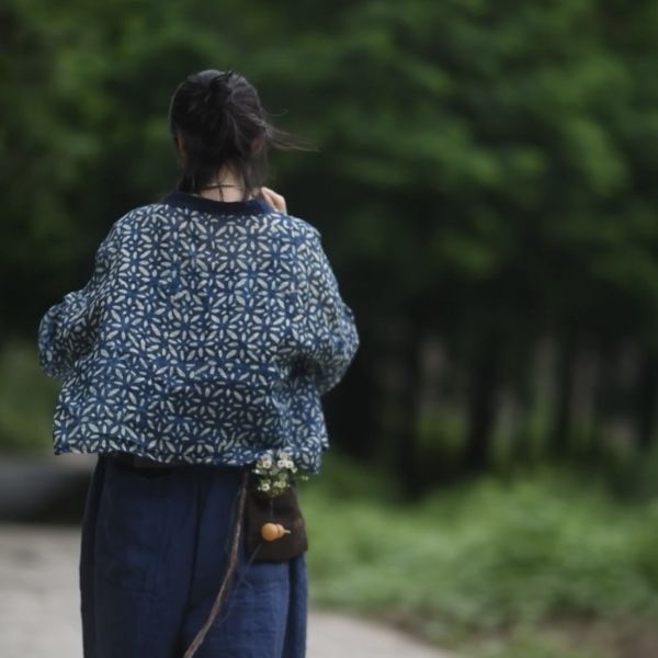 燕燕～夏季新款 莧麻文藝風印花開襟外套 防曬衫 