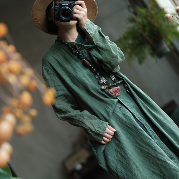 燕燕~春季新款 高品質純苧麻.  寬鬆襯衫 麻袍. 洋裝。連身裙。  ab204101 