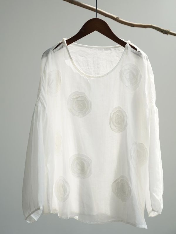 燕燕~棉麻商品~田園重工盤繡苧麻套頭上衣 文藝復古套頭襯衫 ab2634501 