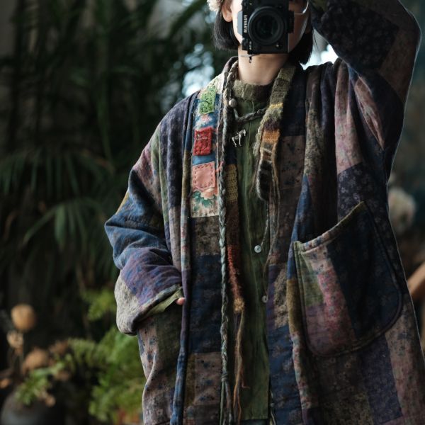 燕燕~設計文藝復古寬鬆夾棉棉衣外套袍子 ab193101 