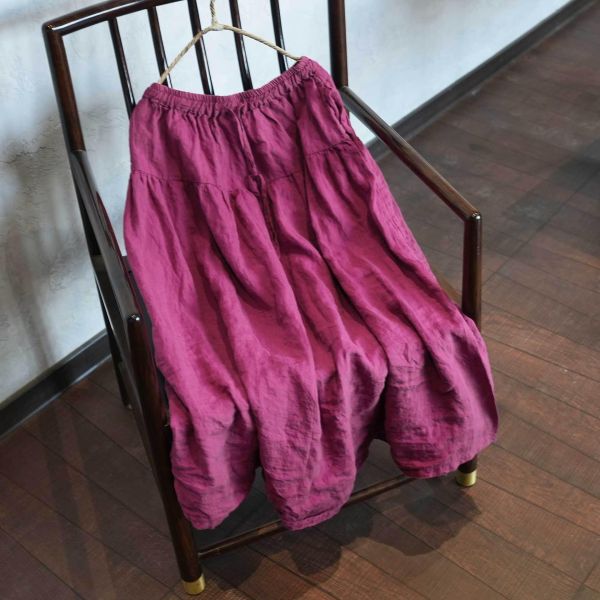 燕燕~亞麻寬鬆復古文藝休閒長裙 