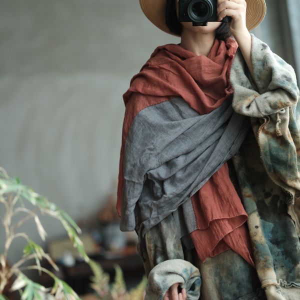 燕燕～復古文藝減齡氣質百搭圍巾披肩    abW06701 