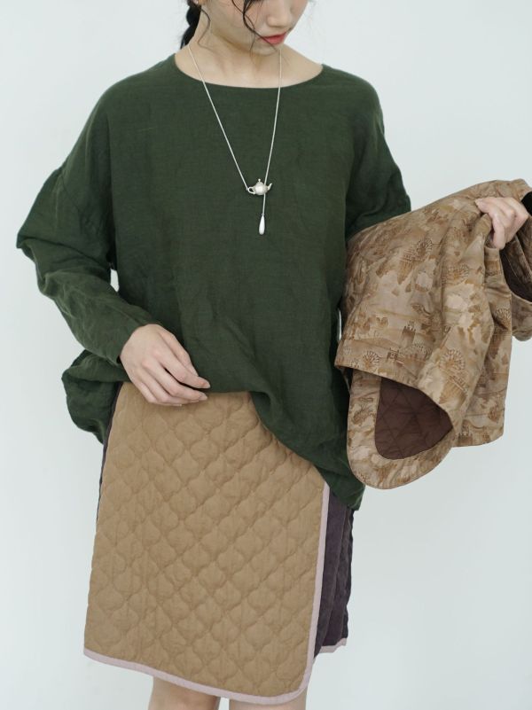 燕燕～亞麻～秋季簡約氣質百搭圓領套頭襯衫 打底寬鬆上衣  ab2526401 