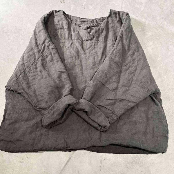 燕燕～秋冬款～亞麻套頭手工扣夾棉上衣 ab25601 