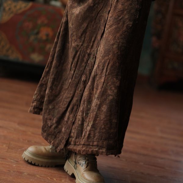 燕燕~秋冬新款 拼色文藝復古百搭半身裙碎花長裙 abGMJ20201 