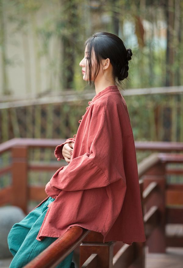 燕燕~夏季款式 苧麻  做舊砂洗改良禪系茶服上衣   開衫女式外套 長袖棉麻衫 