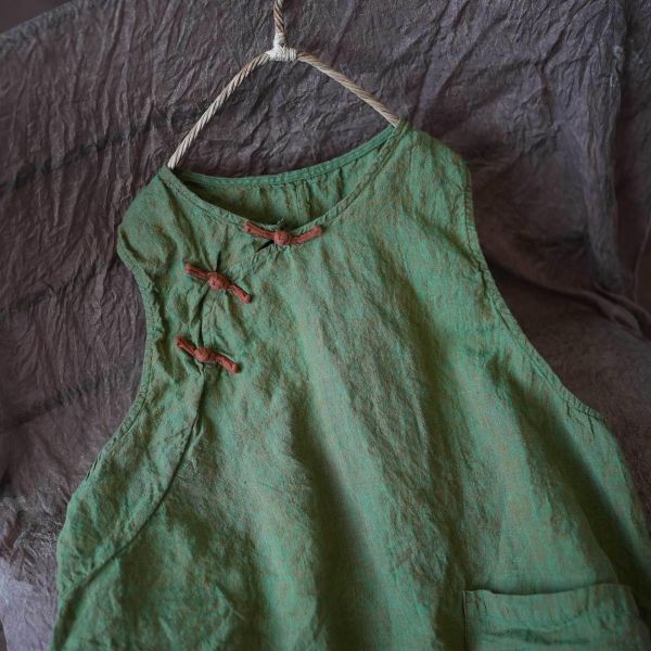 燕燕~秋冬春秋款復古中式時尚百搭顯瘦色織長款背心 