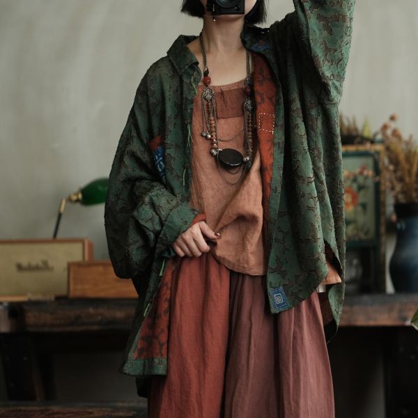 燕燕~復古文藝寬鬆氛圍感寬鬆大襯衫 ab226801 （可搭配成套裝） 