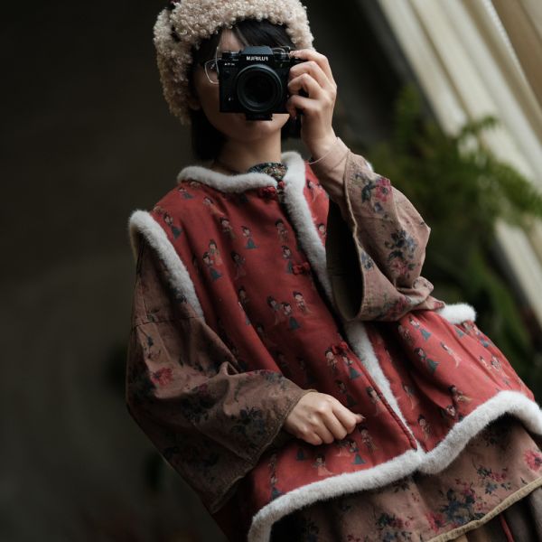 燕燕~復古毛毛夾棉背心棉衣 ab234201 