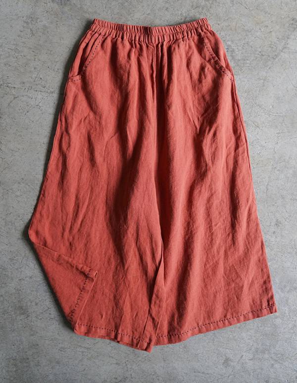 燕燕~棉麻商品~寬鬆顯瘦直筒褲 手工繡線長褲 民俗風寬褲  1-2225 