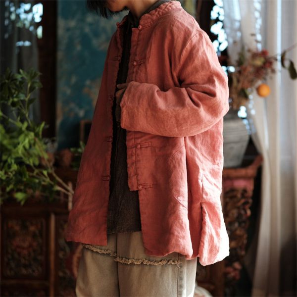 燕燕~秋冬新款 水洗純棉    中式立領盤扣文藝寬鬆棉衣外套. ab212301 