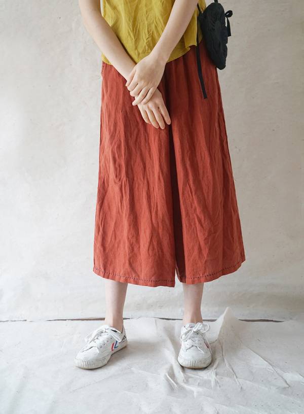 燕燕~棉麻商品~寬鬆顯瘦直筒褲 手工繡線長褲 民俗風寬褲  1-2225 